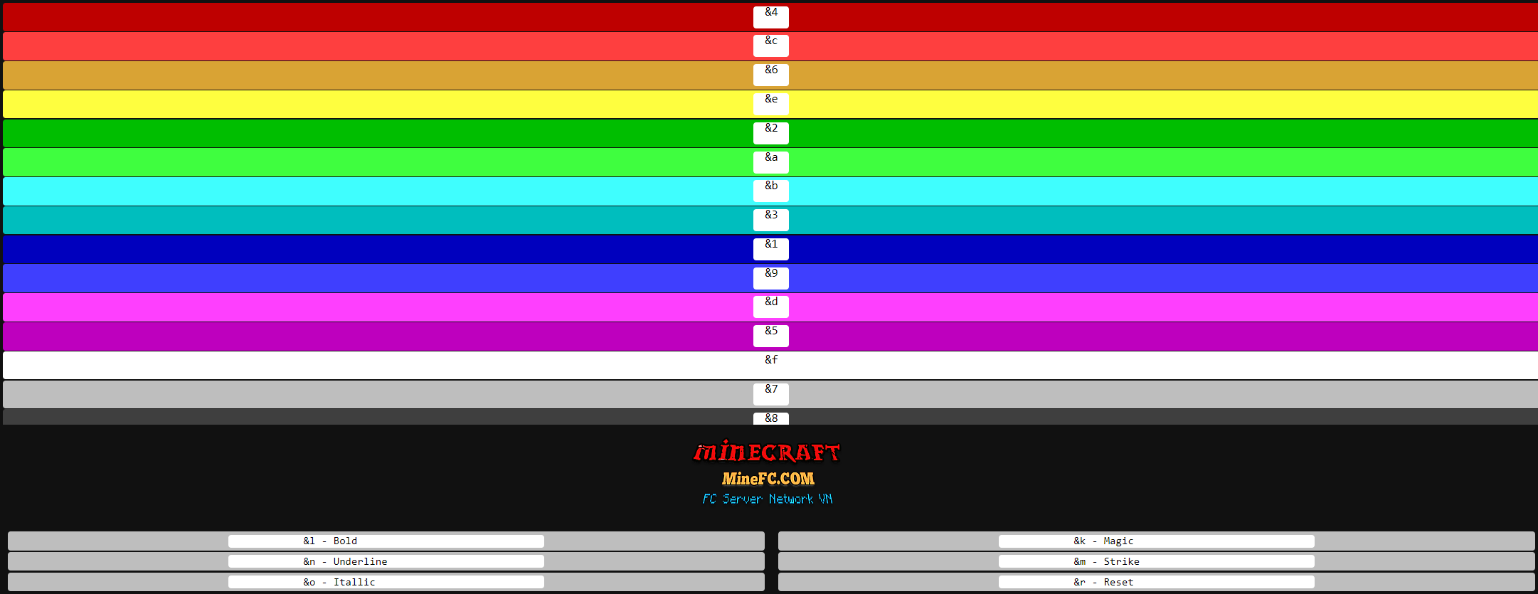 MC Colour Guide Minecraft